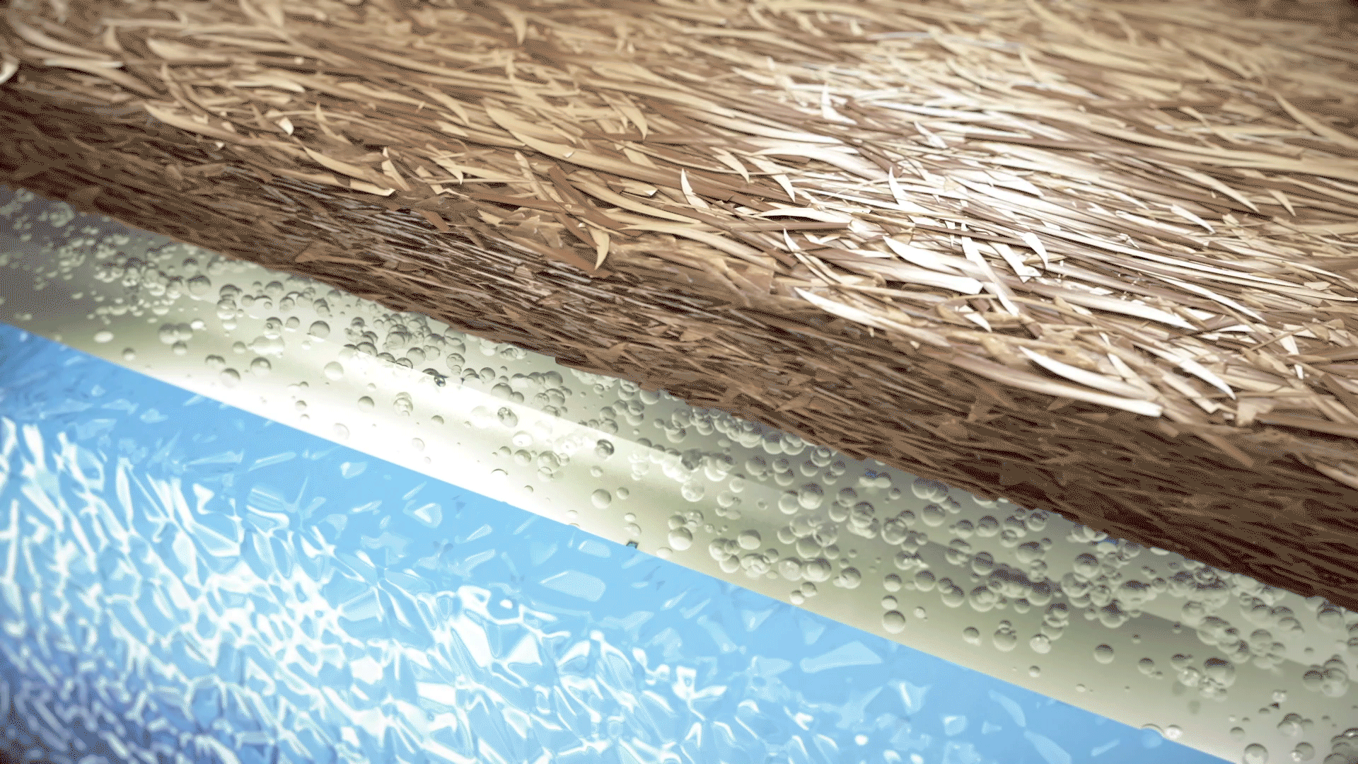Water molecules leaving Boveda pack through it's patented vapor phase osmosis membrane.