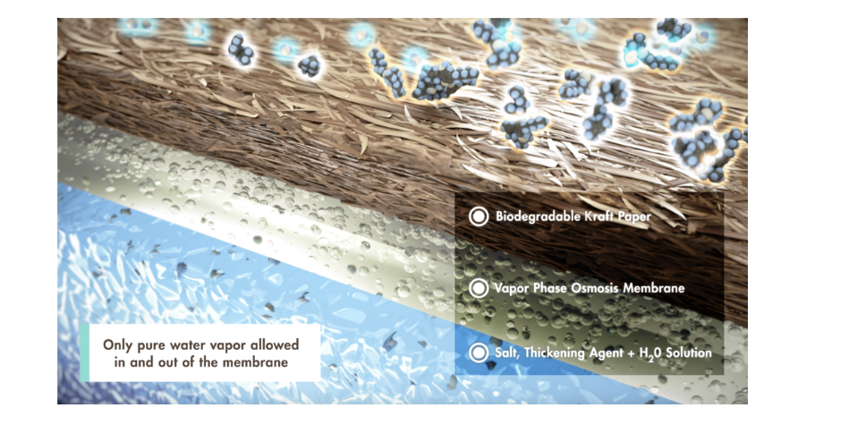 Only pure water vapor is allowed in and out of Boveda's membrane.