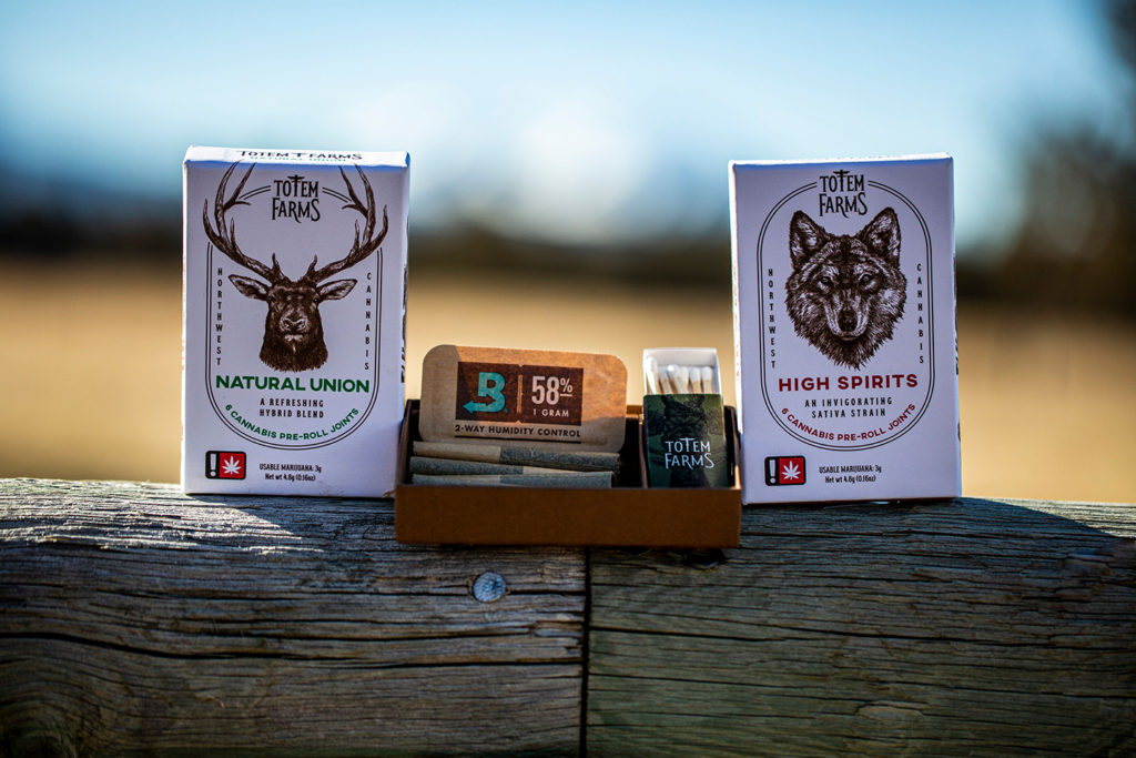 Cannabis companies like Totem Farms package pre-rolls with the original terpene shield, Boveda.